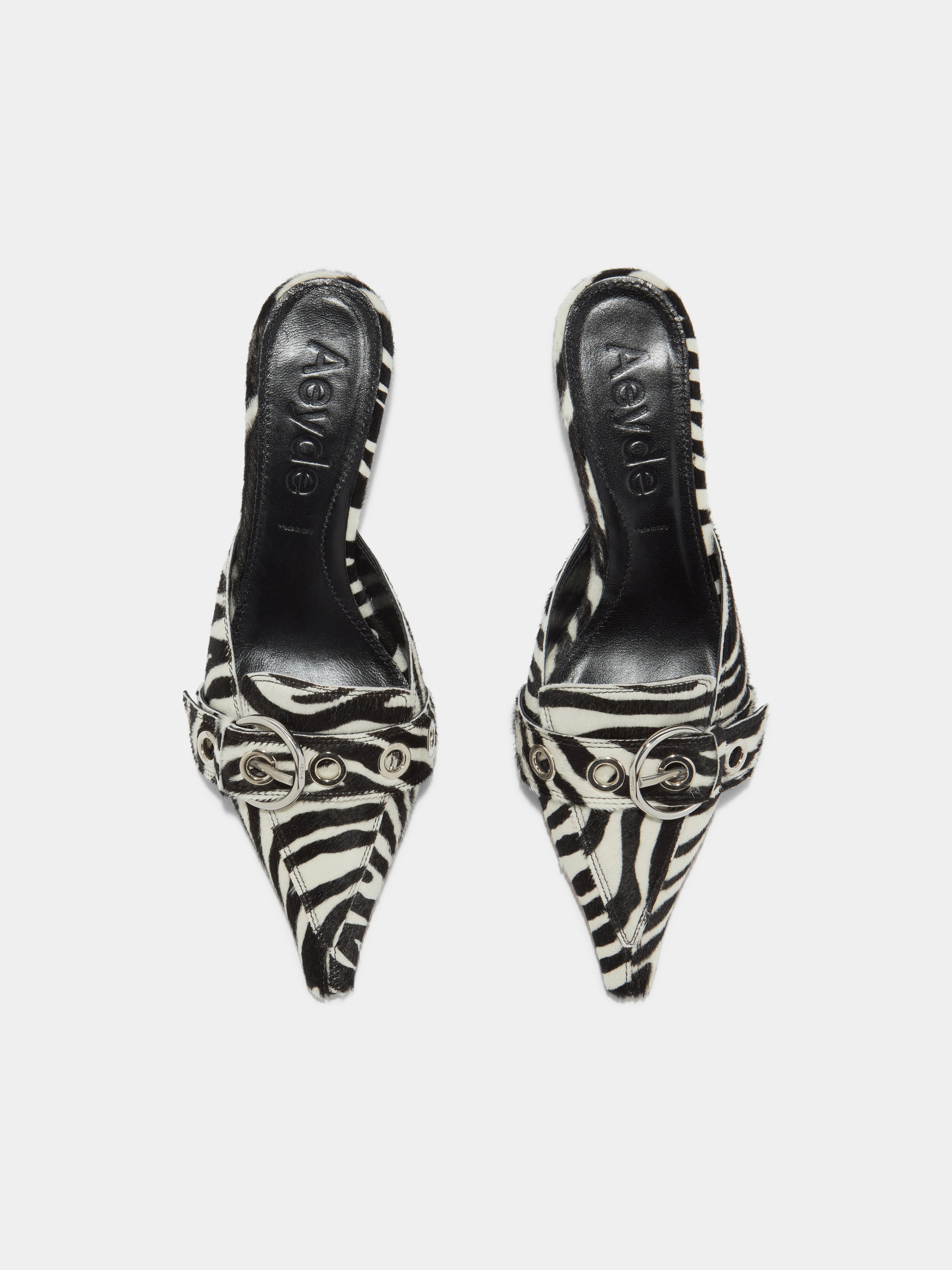 サンダル・ミュール aeyde SS25 35 mm (DANIELLE ZEBRA PONYHAIRCREAMY) Danielle Ponyhair Mules – Aeyde