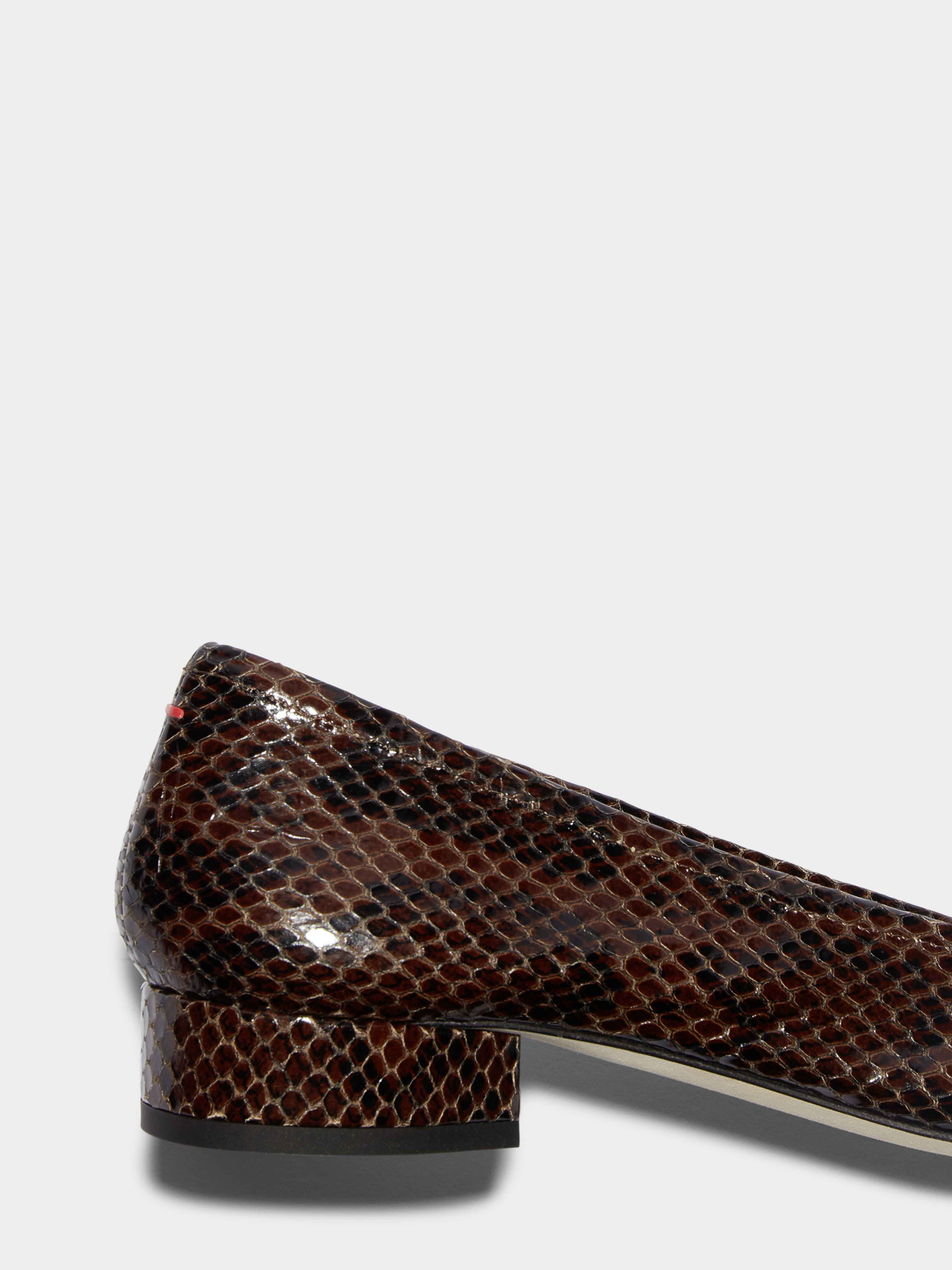 Aeyde | Darya Leather Ballet Flats Leather Flats for Women | Moka Snake | Round Toe | Low Heel | Heel Details
