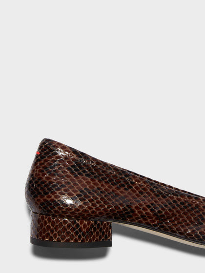 Aeyde | Darya Leather Ballet Flats Leather Flats for Women | Moka Snake | Round Toe | Low Heel | Heel Details