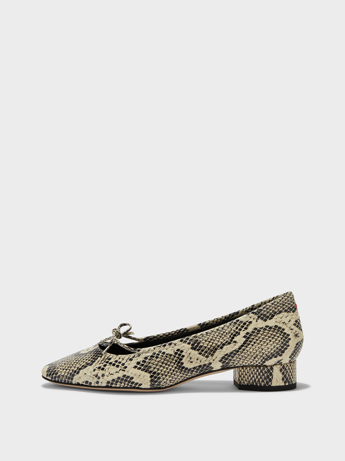 Aeyde | Darya Leather Ballet Flats Leather Flats for Women | Creamy Snake | Round Toe | Low Heel | Side View