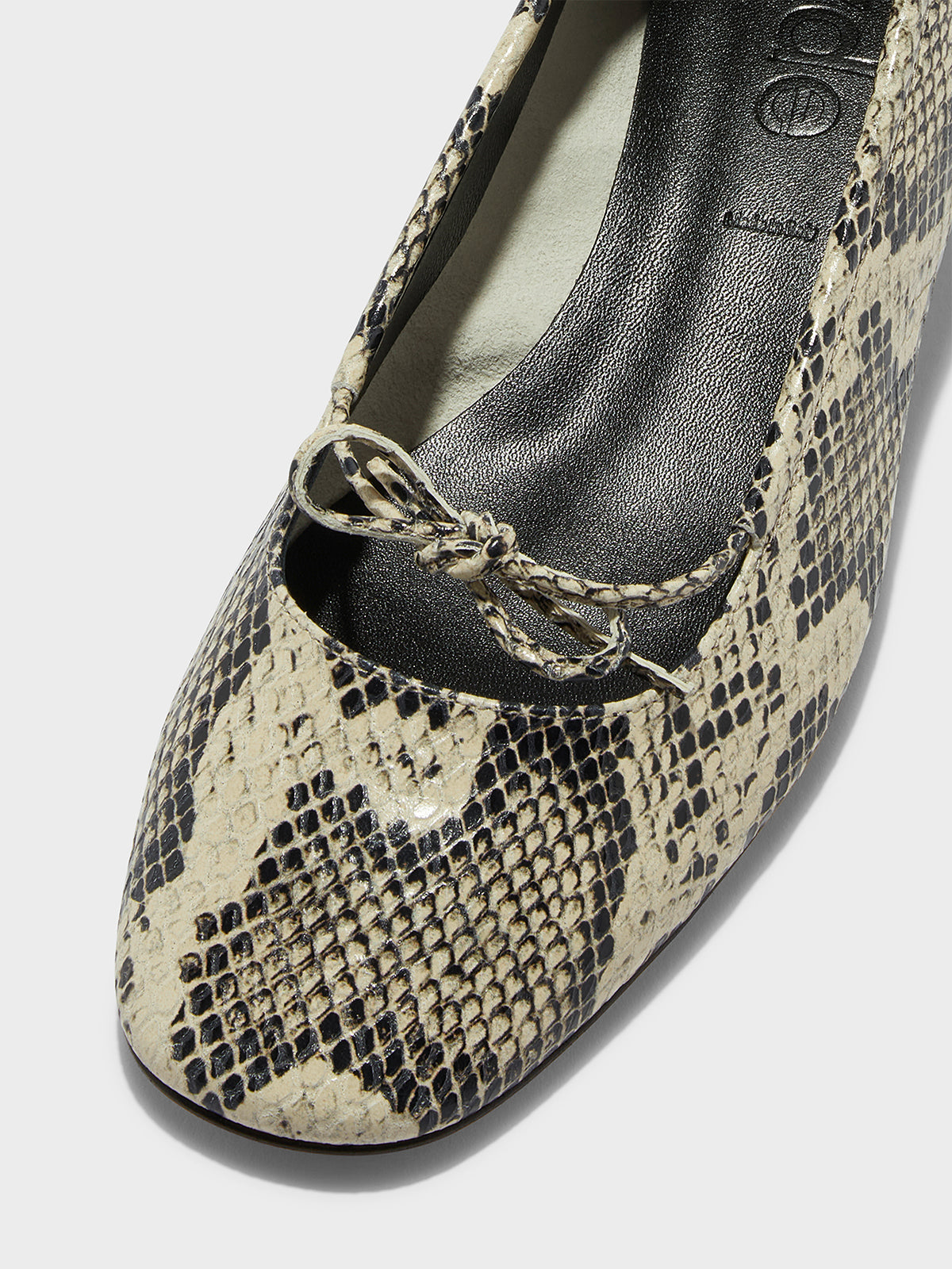 Aeyde | Darya Leather Ballet Flats Leather Flats for Women | Creamy Snake | Round Toe | Low Heel | Luxury Materials | Handmade in Italy