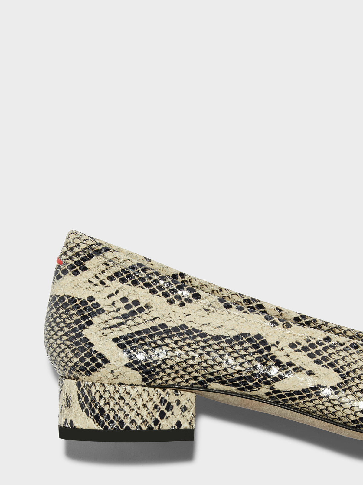 Aeyde | Darya Leather Ballet Flats Leather Flats for Women | Creamy Snake | Round Toe | Low Heel | Heel Details