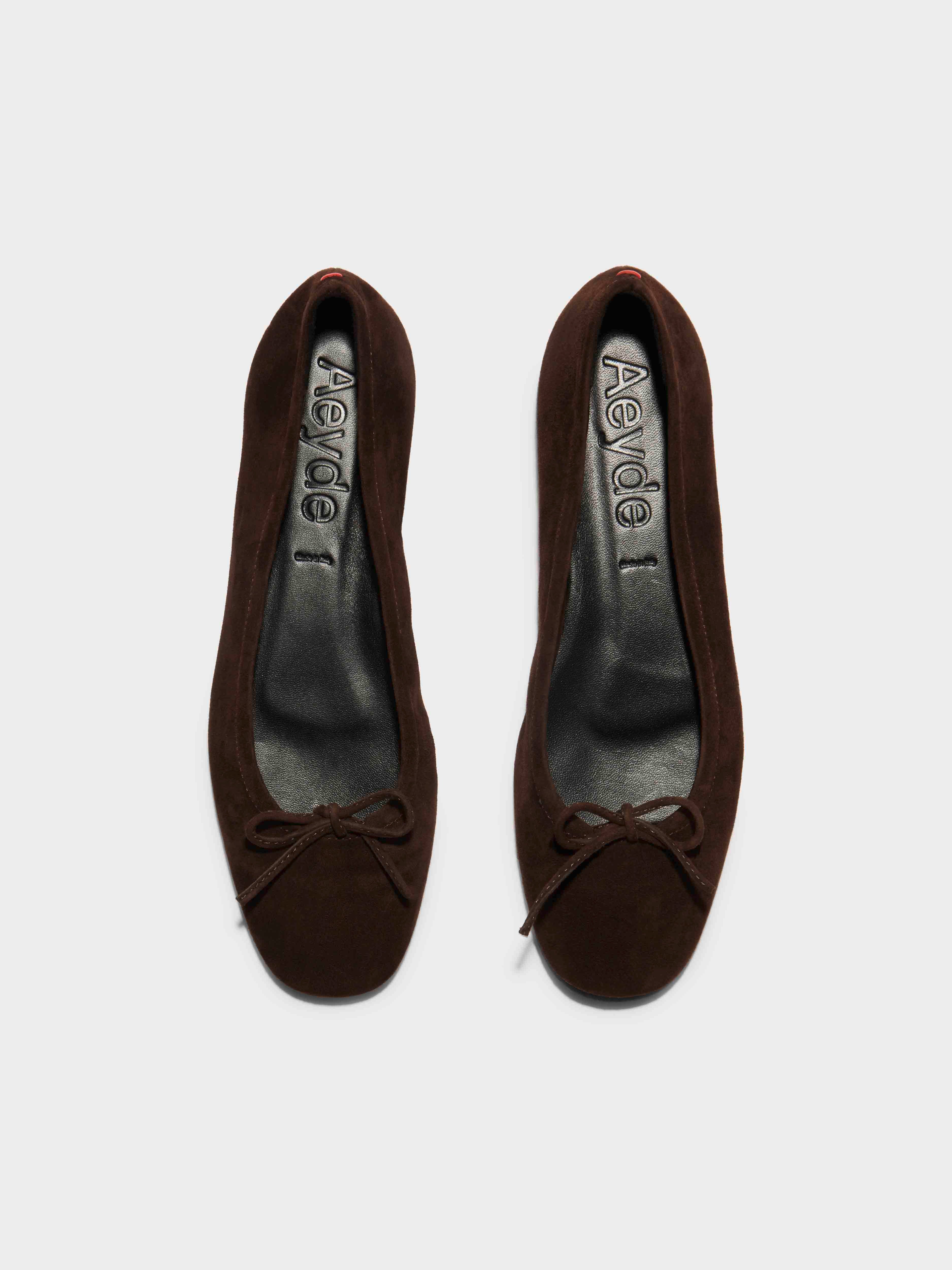 Delfina Leather Flats Moka Suede