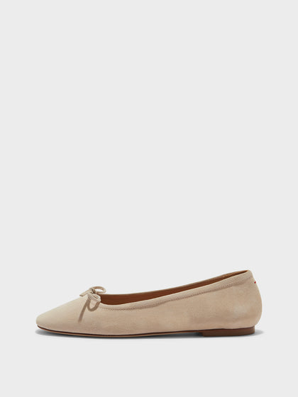 Aeyde | Delfina Suede Ballet Flats Leather Flats for Women | Peach Suede | Round Toe | Flat Heel | Side View