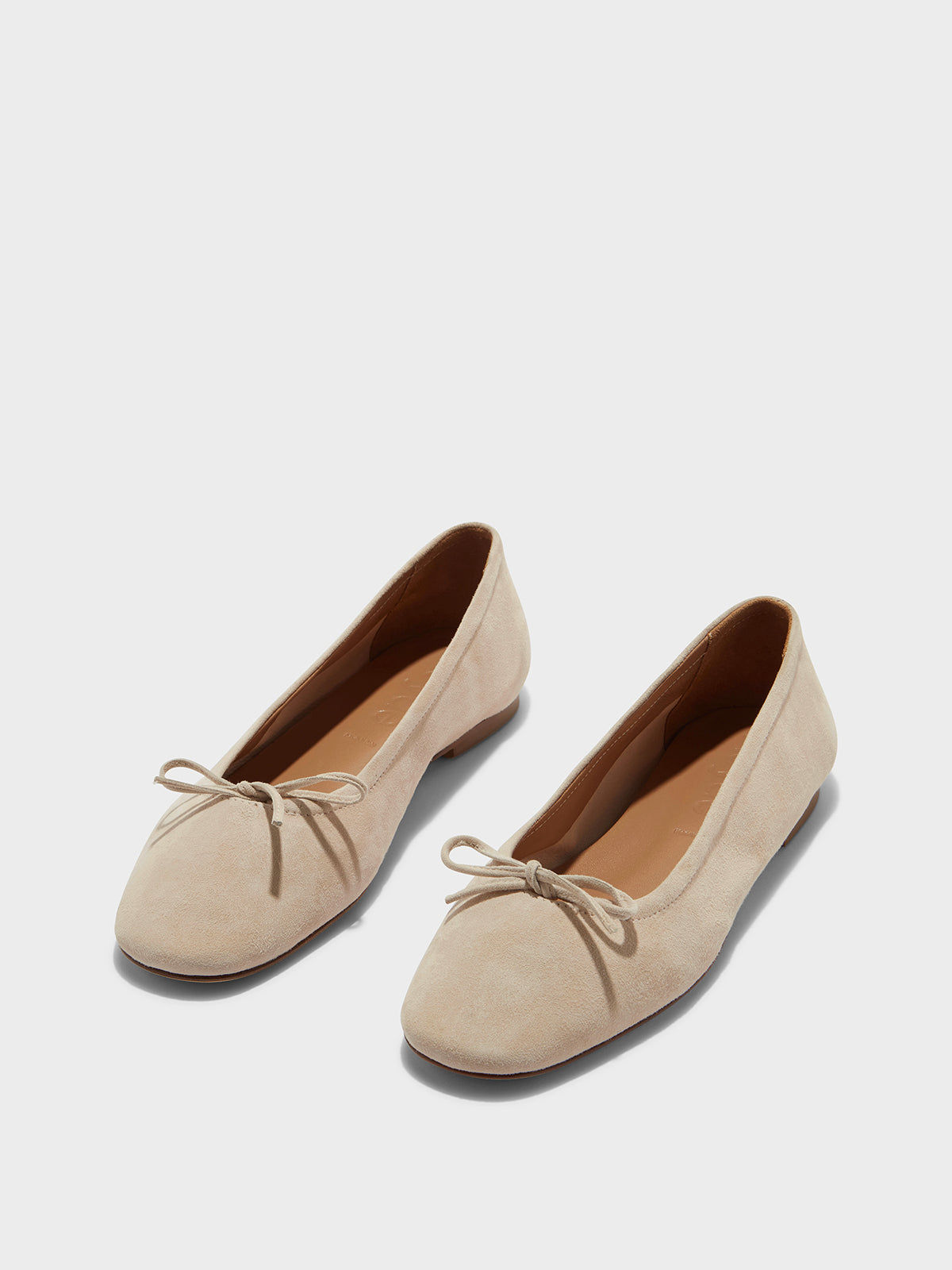 Aeyde | Delfina Suede Ballet Flats Leather Flats for Women | Peach Suede | Round Toe | Flat Heel | On Feet