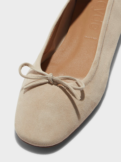 Aeyde | Delfina Suede Ballet Flats Leather Flats for Women | Peach Suede | Round Toe | Flat Heel | Luxury Materials | Handmade in Italy