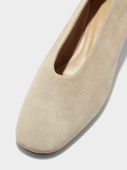 Aeyde | Delia Suede Ballet Flats Leather Flats for Women | Latte Suede | Round Toe | Low Heel | Luxury Materials | Handmade in Italy