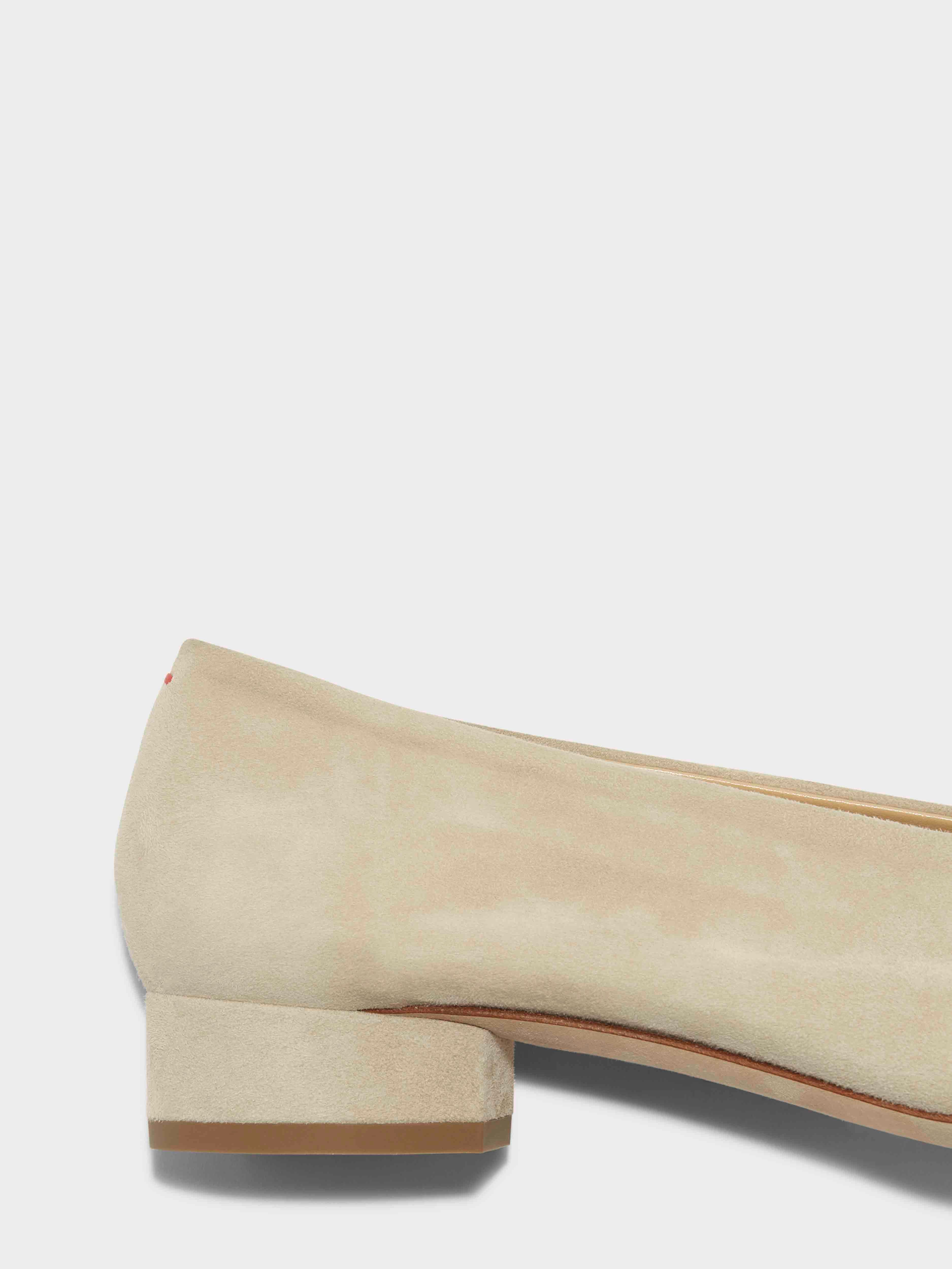 Aeyde | Delia Suede Ballet Flats Leather Flats for Women | Latte Suede | Round Toe | Low Heel | Heel Details