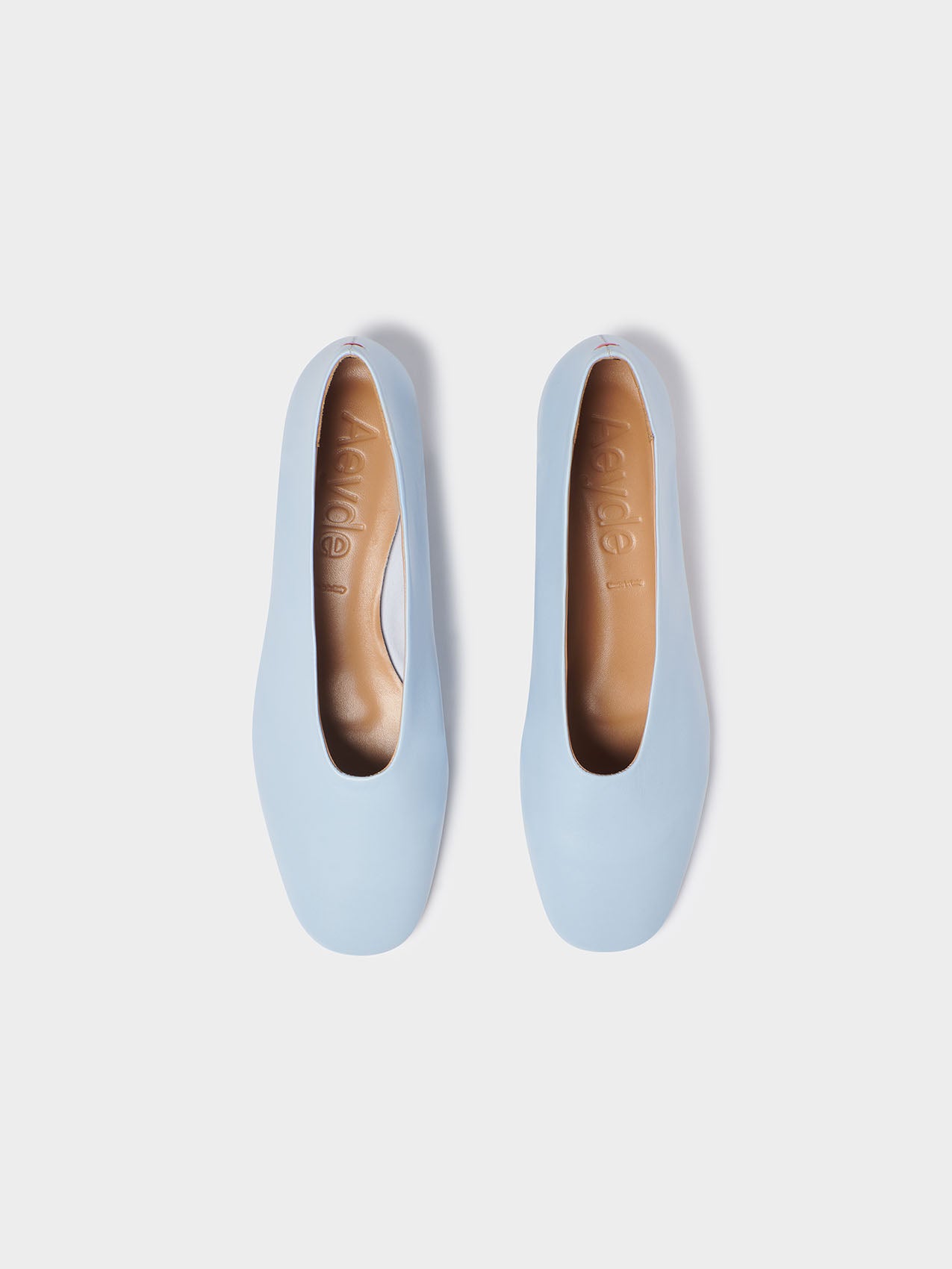 Aeyde | Delia Leather Ballet Flats Leather Flats for Women | Powderblue Nappa | Round Toe | Low Heel | Luxury Materials | Handmade in Italy
