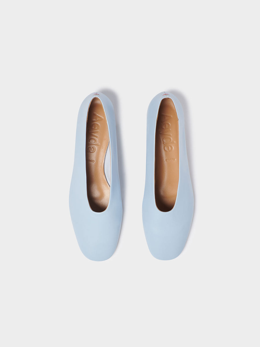 Aeyde | Delia Leather Ballet Flats Leather Flats for Women | Powderblue Nappa | Round Toe | Low Heel | Luxury Materials | Handmade in Italy