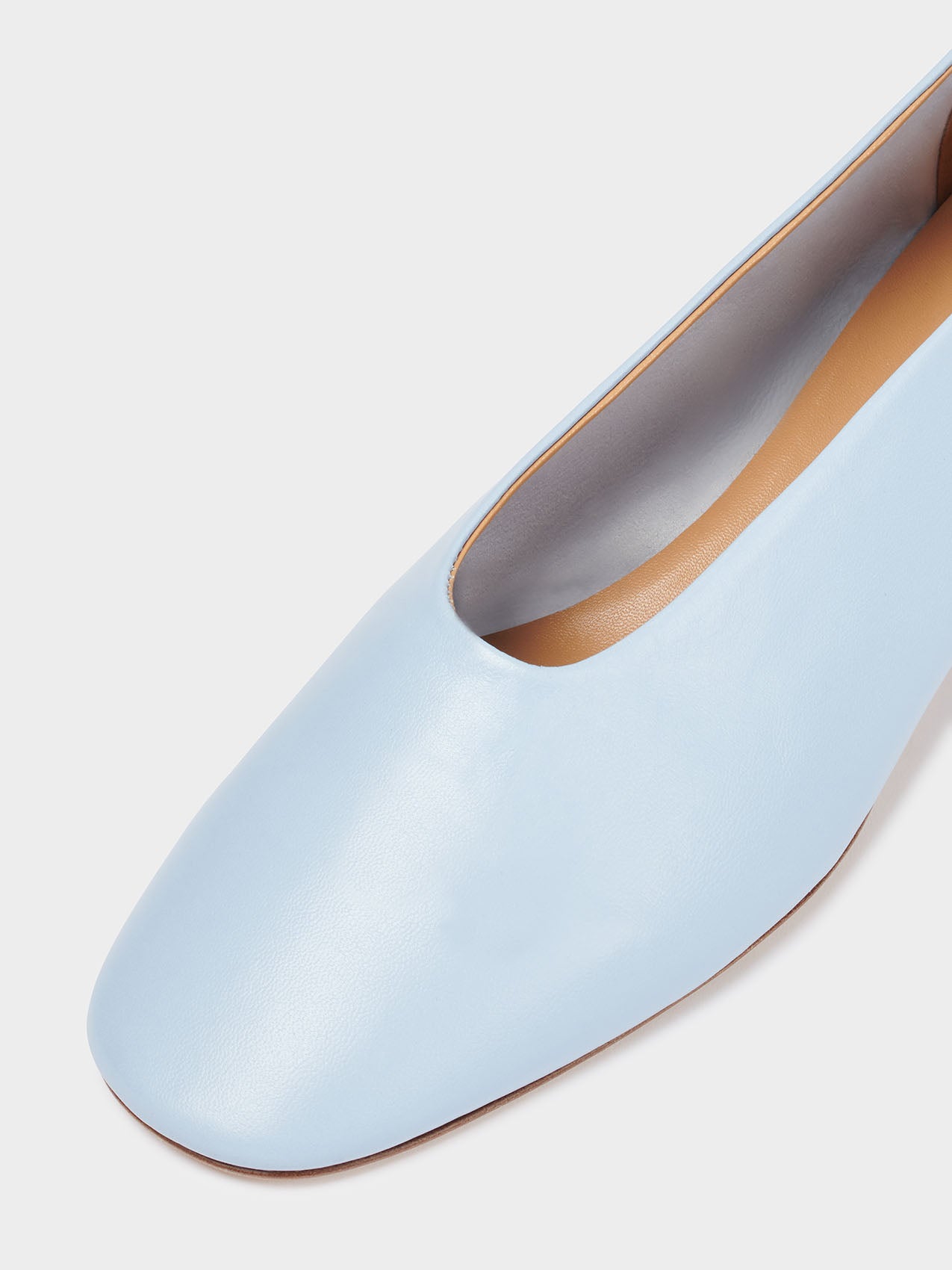 Aeyde | Delia Leather Ballet Flats Leather Flats for Women | Powderblue Nappa | Round Toe | Low Heel | Heel Details