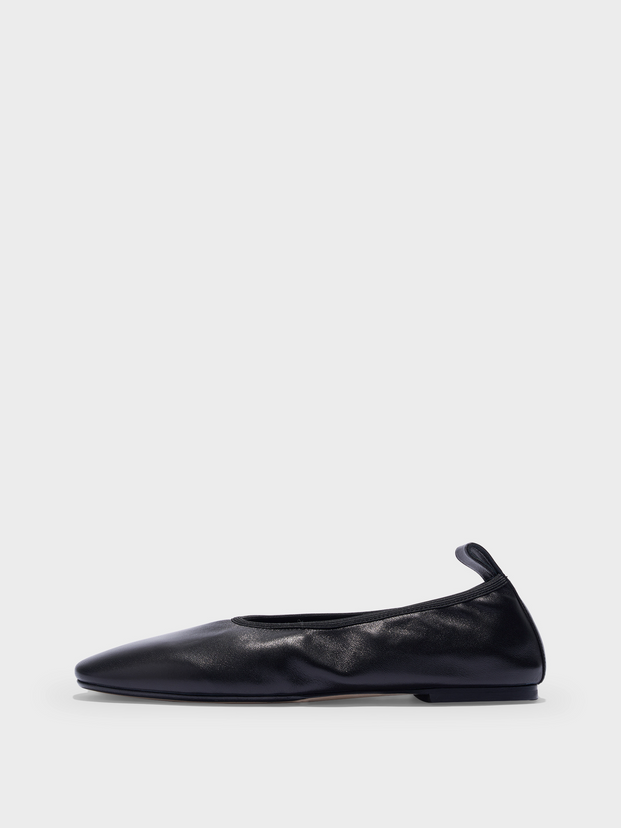 Leather Flats | Black Nappa