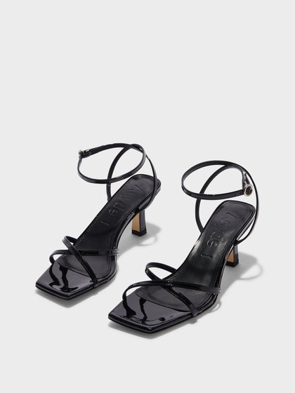 Edith Leather Heeled Sandals | Black Patent Edith Leather Heeled Sandals | Black Patent