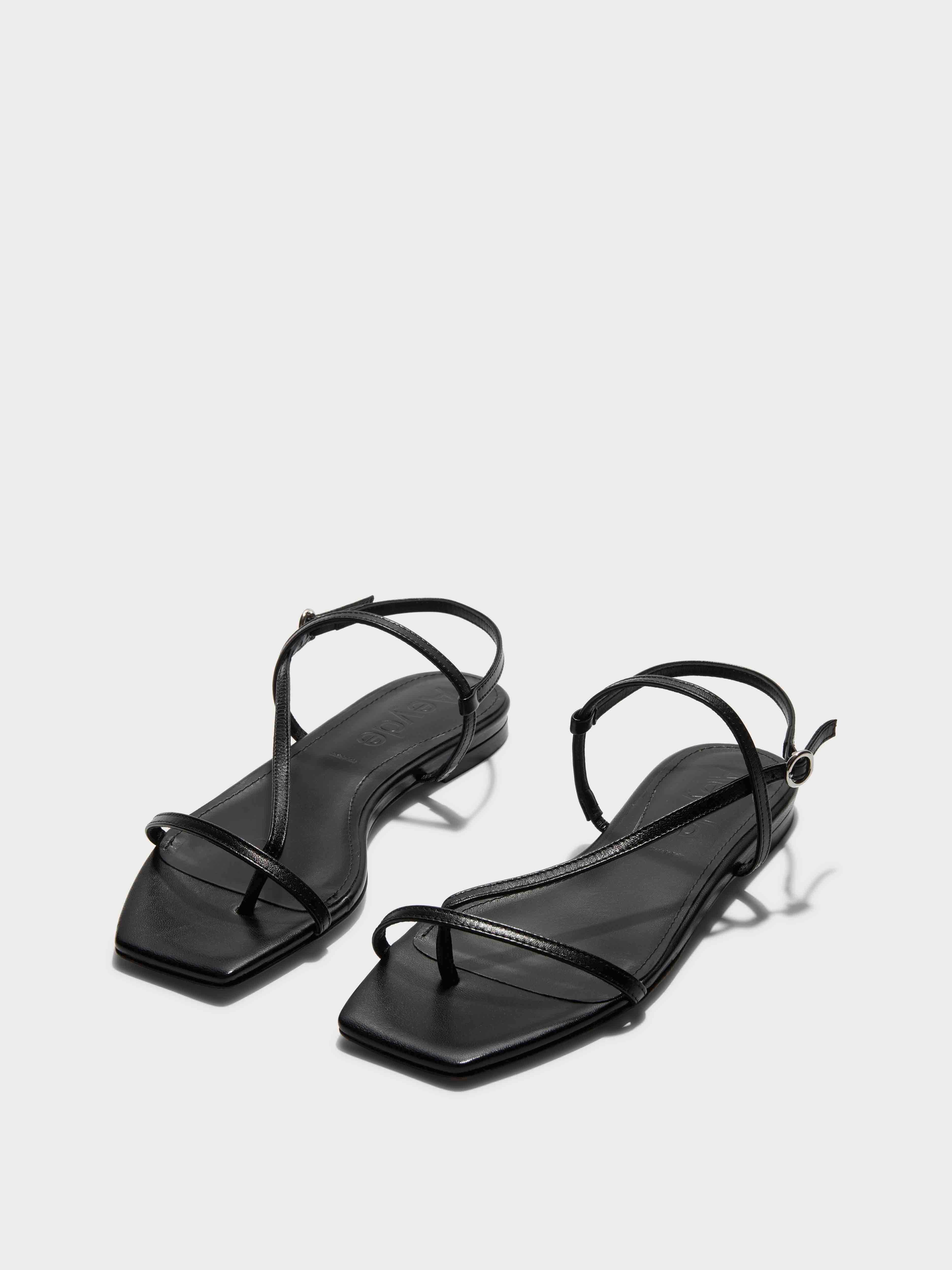 Aeyde | ELLA Black Leather Flat Sandal