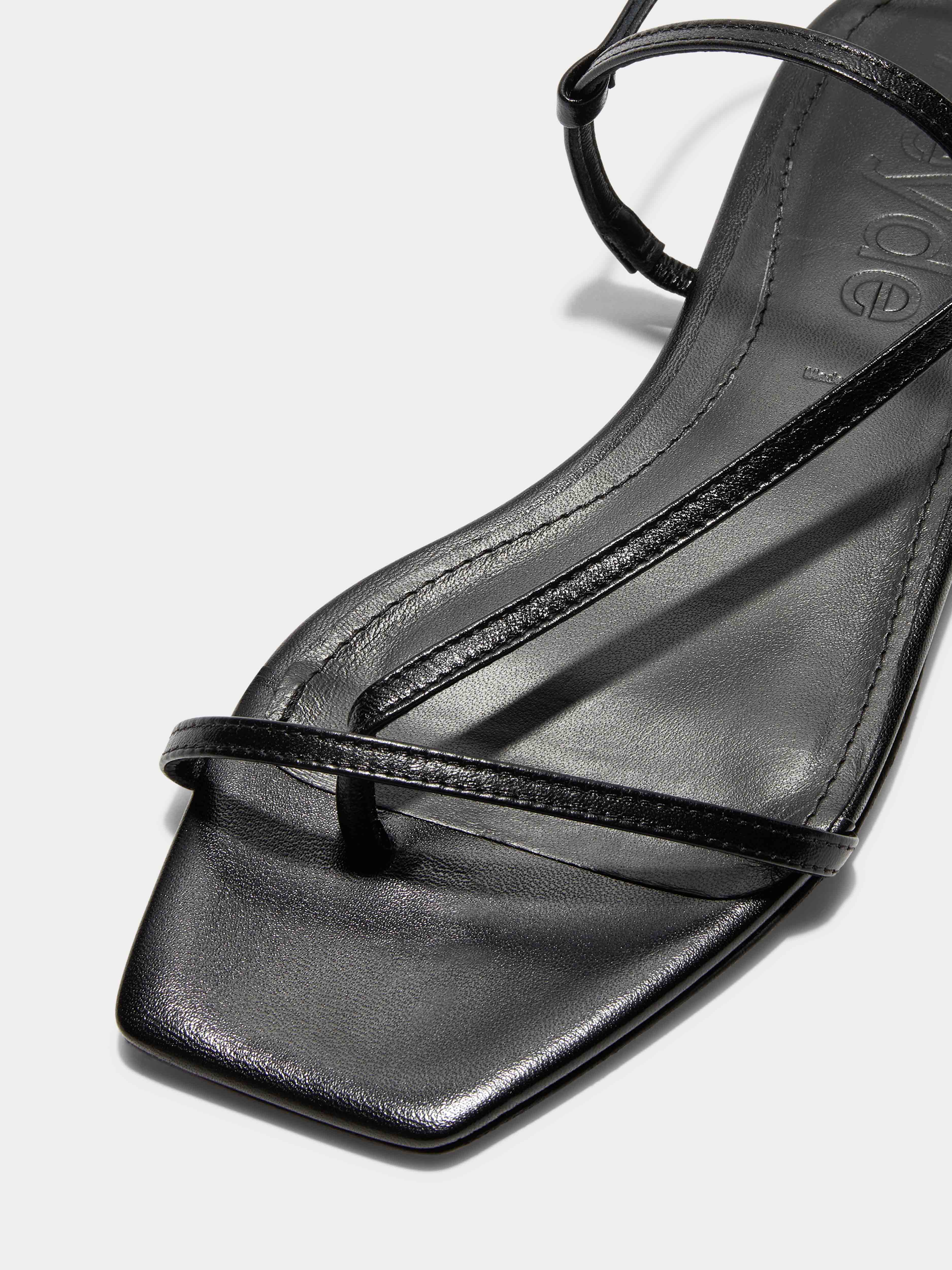 Aeyde | ELLA Black Leather Flat Sandal