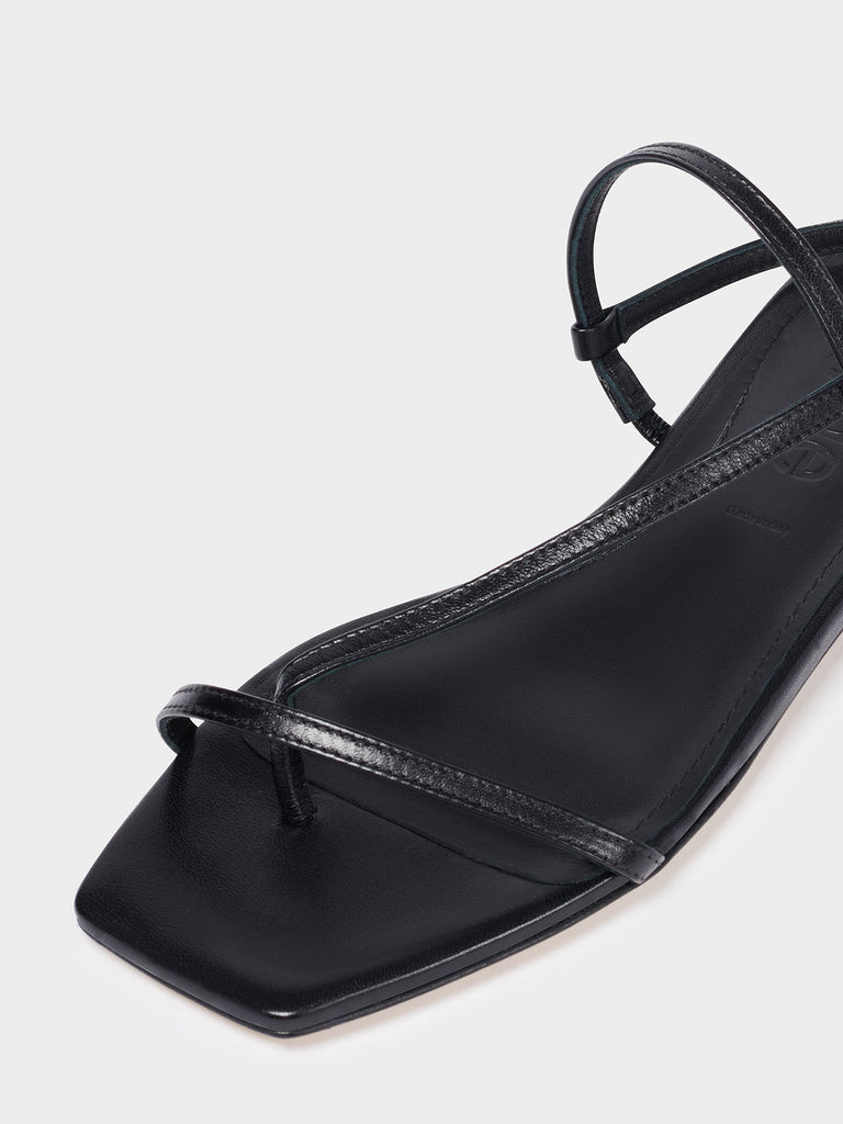 Aeyde | ELLA Black Leather Flat Sandal