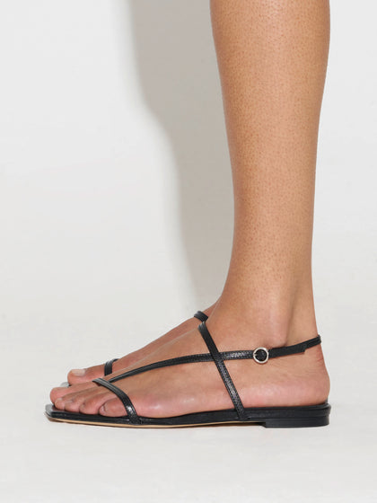 Aeyde | ELLA Black Leather Flat Sandal