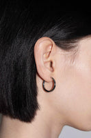 Elona Medium Palladium-Plated Hoop Earrings - Image 4