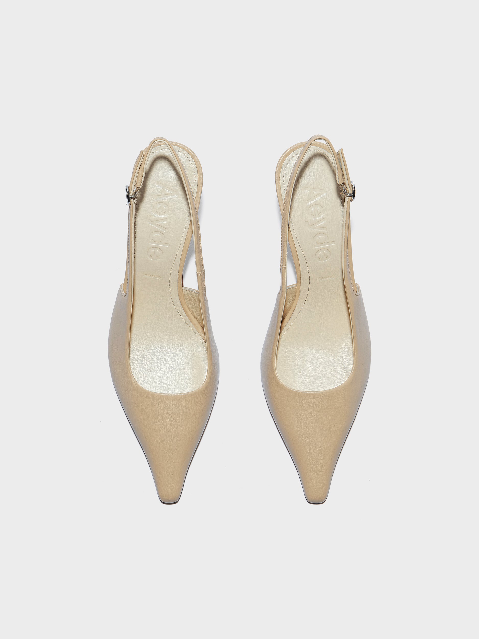 Aeyde | Fernanda Leather Pumps for Women | Sand Nappa | Pointed Toe | High Heel | Front View