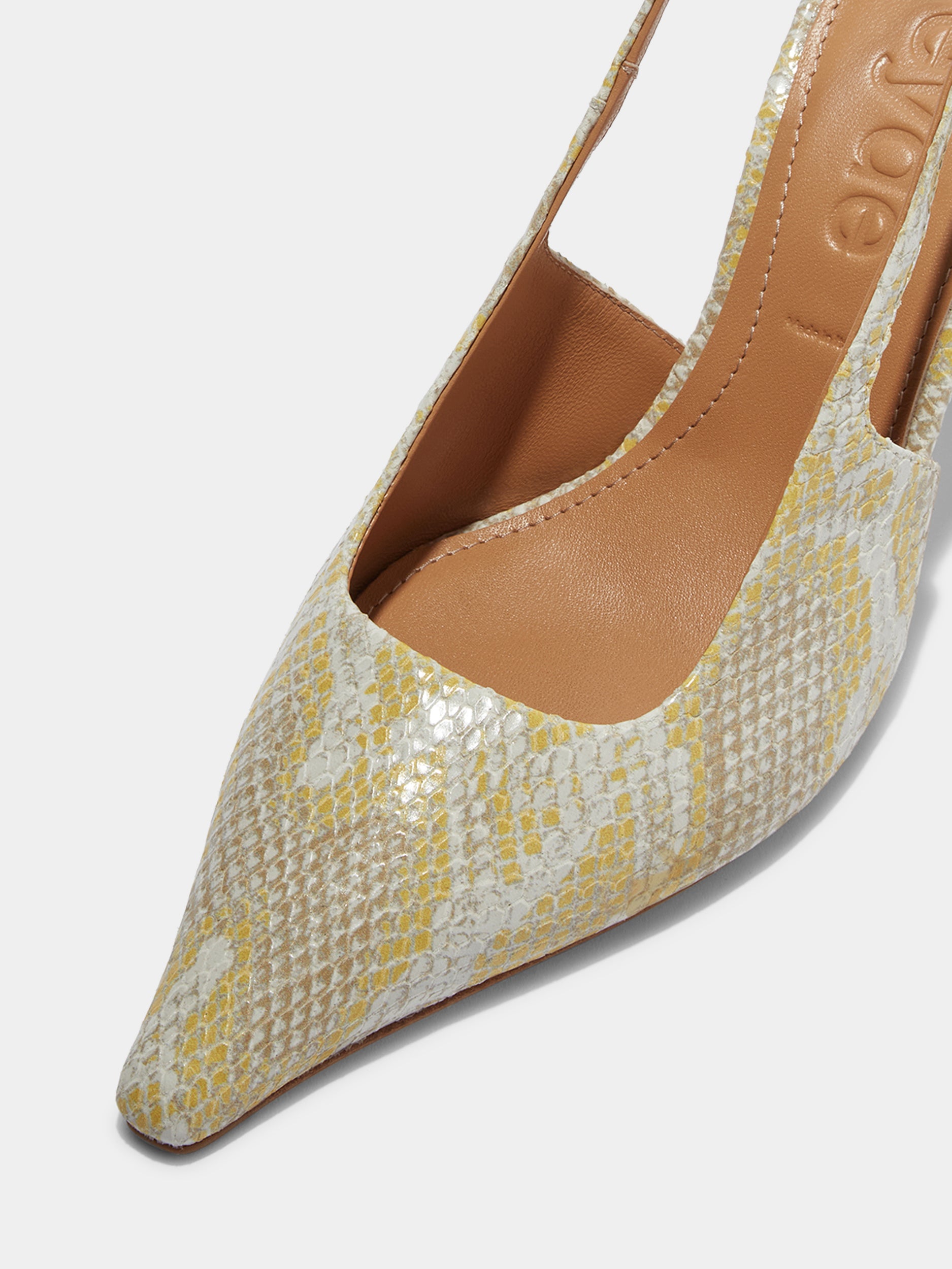 Aeyde | Fernanda Leather Slingback Pumps Leather Pumps for Women | Yellow Snake | Pointed Toe | High Heel | Luxury Materials | Handmade in Italy