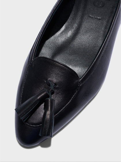 Aeyde | Floris Tassel Flats Leather Flats for Women | Black Nappa | Round Toe | Flat Heel | Heel Details