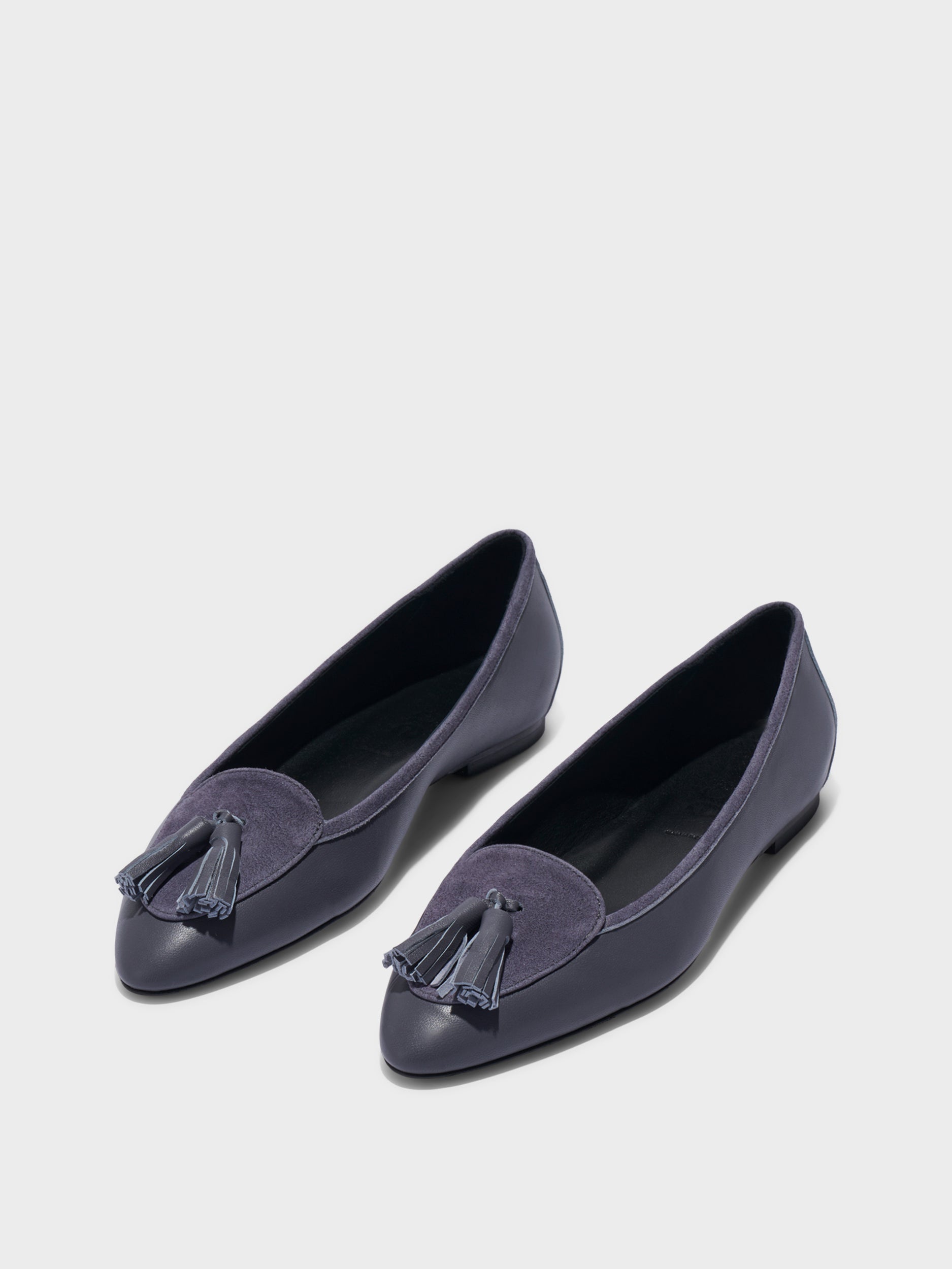 Aeyde | Floris Tassel Flats Leather Flats for Women | Dusty Purple Nappa/Suede | Round Toe | Flat Heel | Luxury Materials | Handmade in Italy