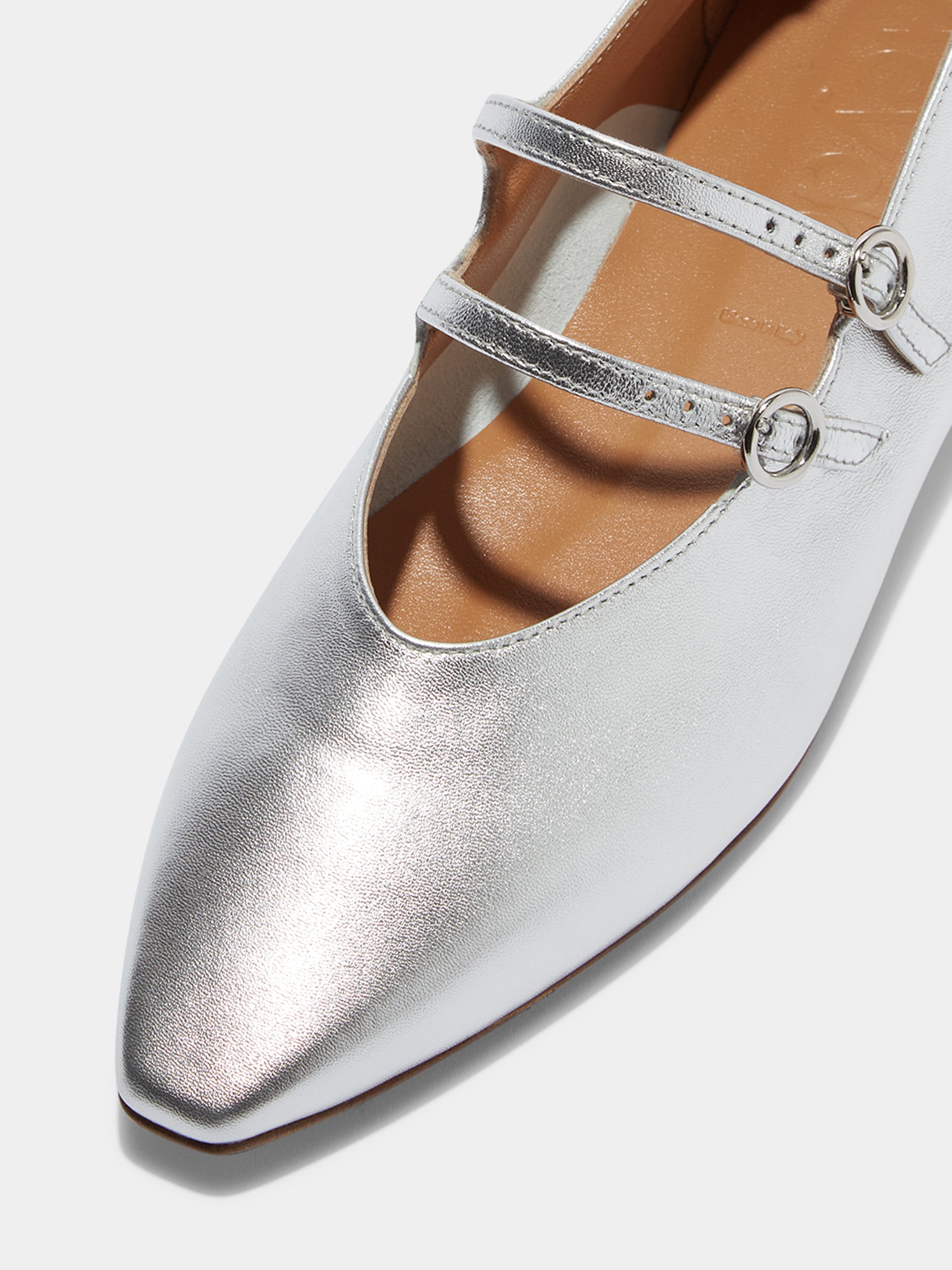Aeyde | Franny Leather Flats Leather Flats for Women | Silver Nappa | Square Toe | Flat Heel | Luxury Materials | Handmade in Italy