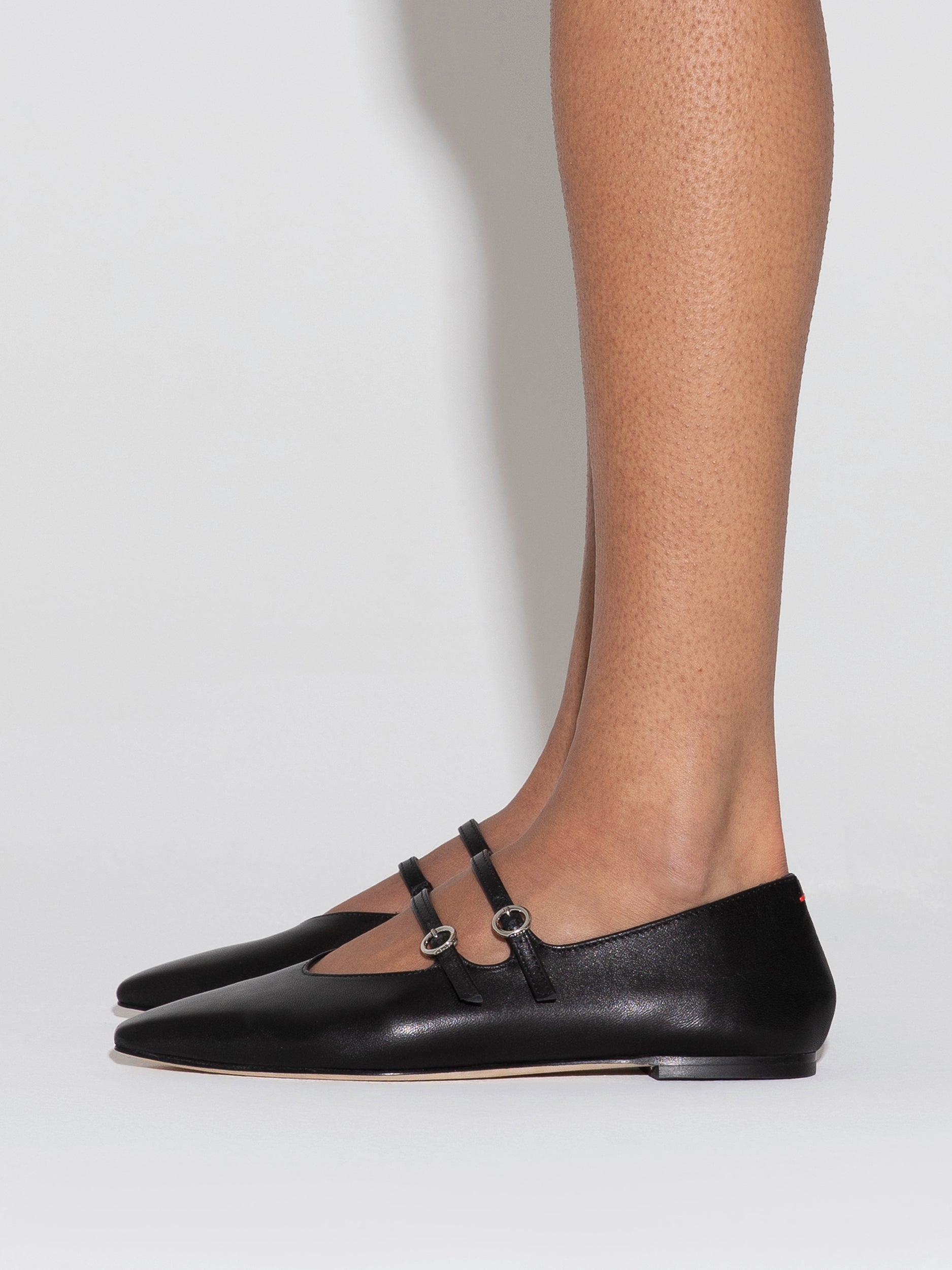 フラットシューズ aeyde Franny Ballerinas - Aeyde - Leather - Black Franny Double-Strap Flats – Aeyde