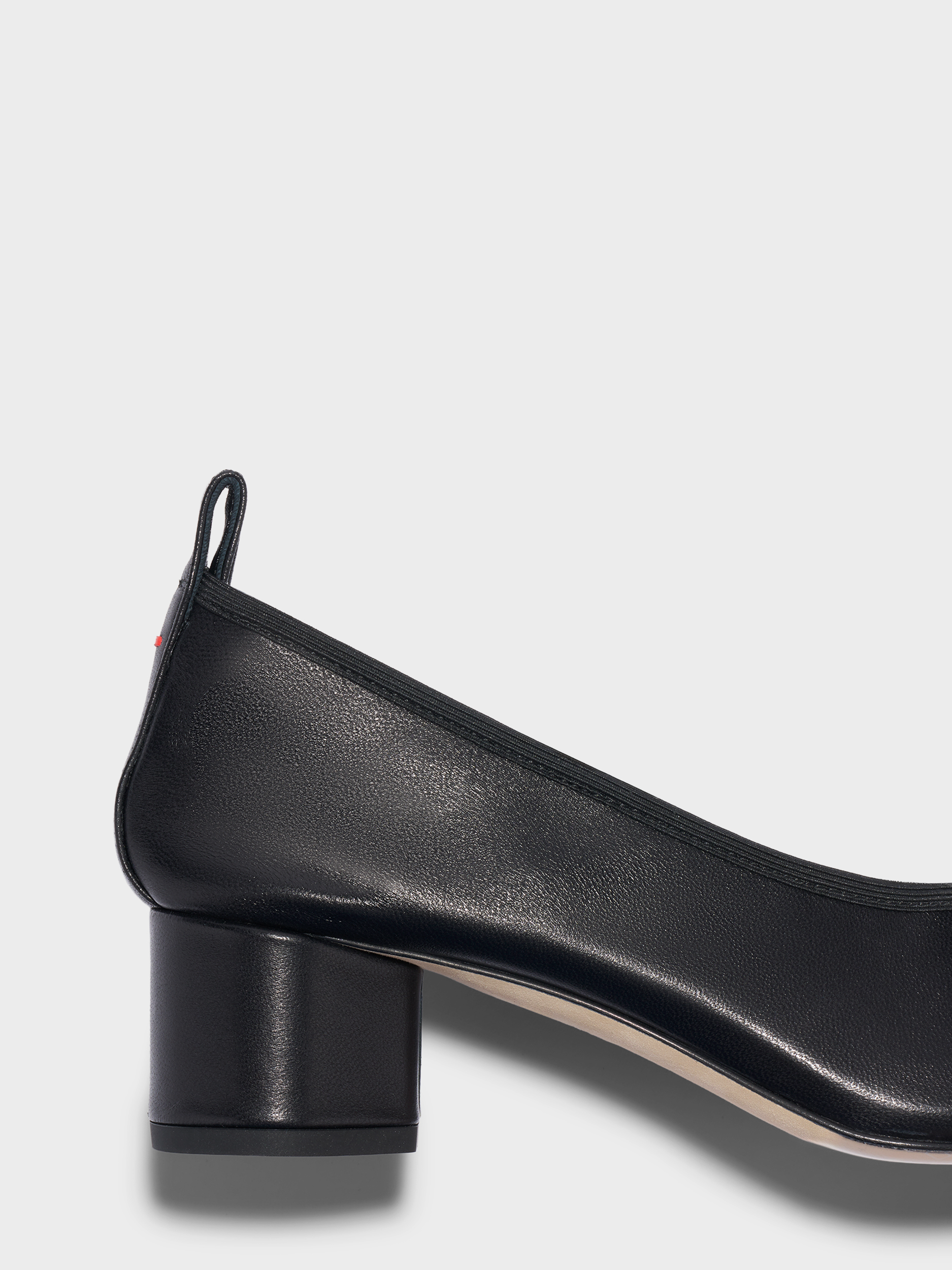 Aeyde | Gemma Leather Pumps for Women | Black Nappa | Round Toe | Low Heel | Heel Details