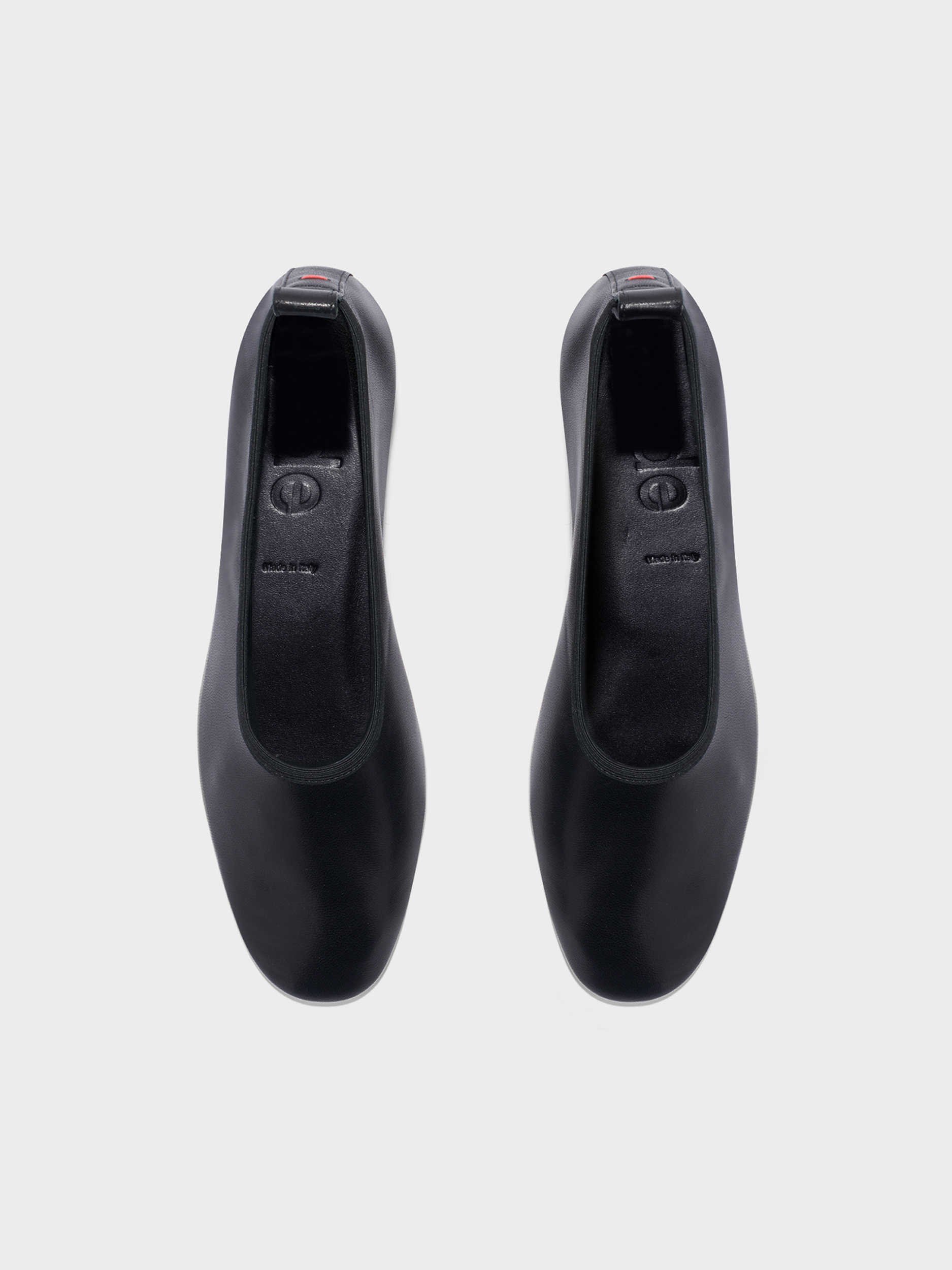 Aeyde | Gemma Leather Pumps for Women | Black Nappa | Round Toe | Low Heel | Front View