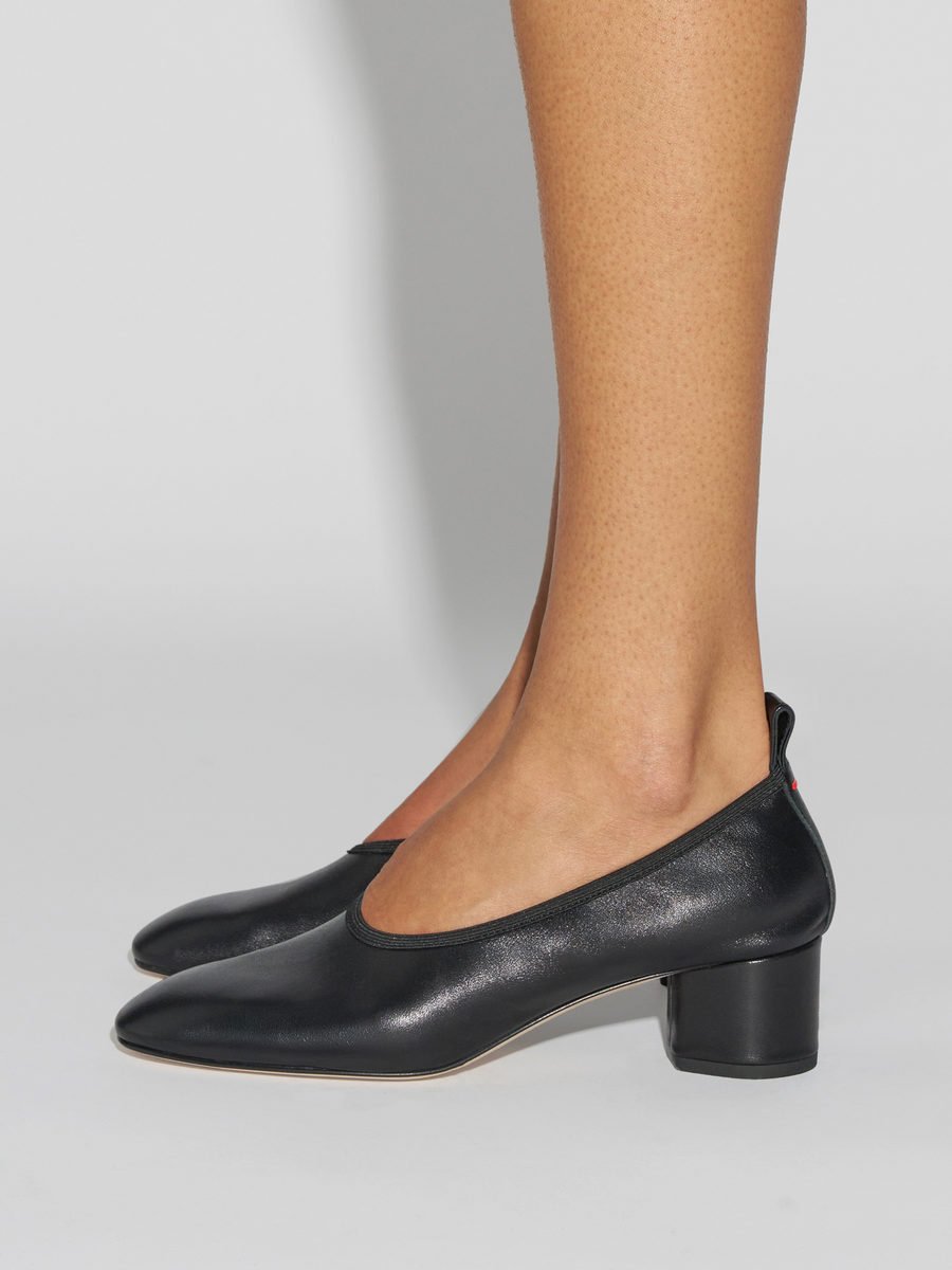 Aeyde | Gemma Leather Pumps for Women | Black Nappa | Round Toe | Low Heel | How to Style