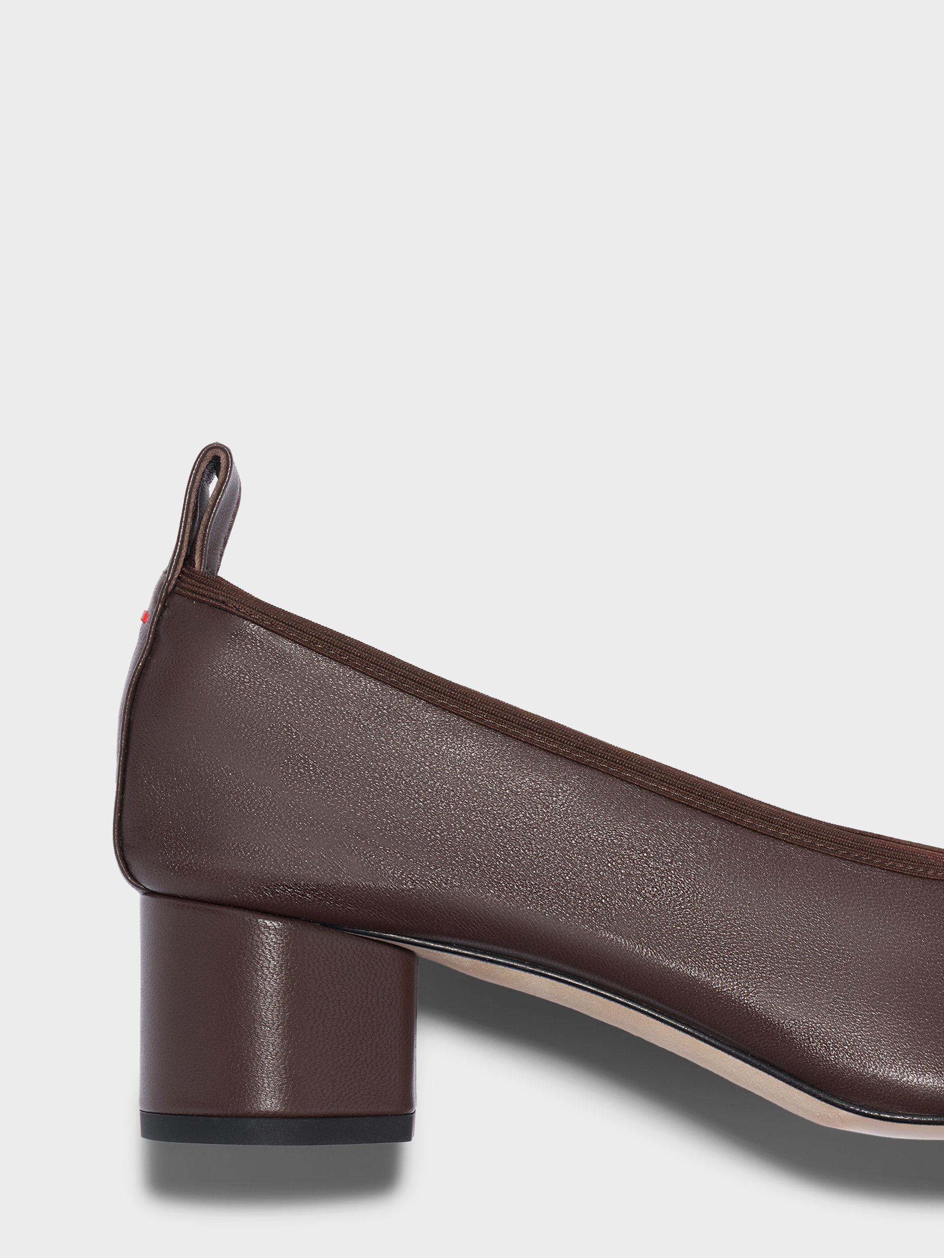 Aeyde | Gemma Leather Pumps for Women | Moka Nappa | Round Toe | Low Heel | Heel Details
