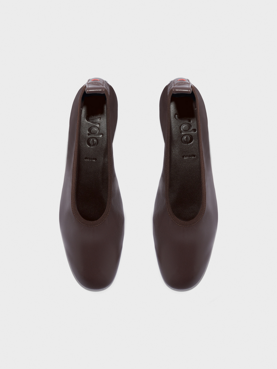 Aeyde | Gemma Leather Pumps for Women | Moka Nappa | Round Toe | Low Heel | Front View