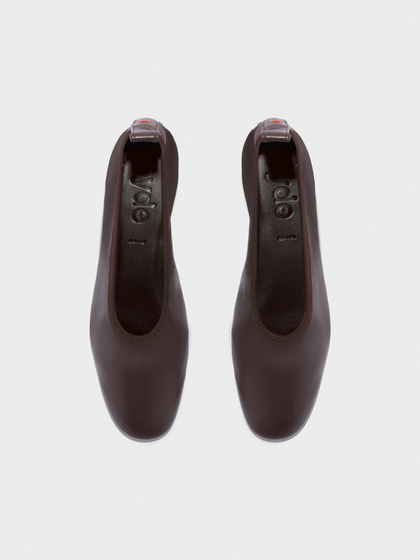 Aeyde | Gemma Leather Pumps for Women | Moka Nappa | Round Toe | Low Heel | Front View