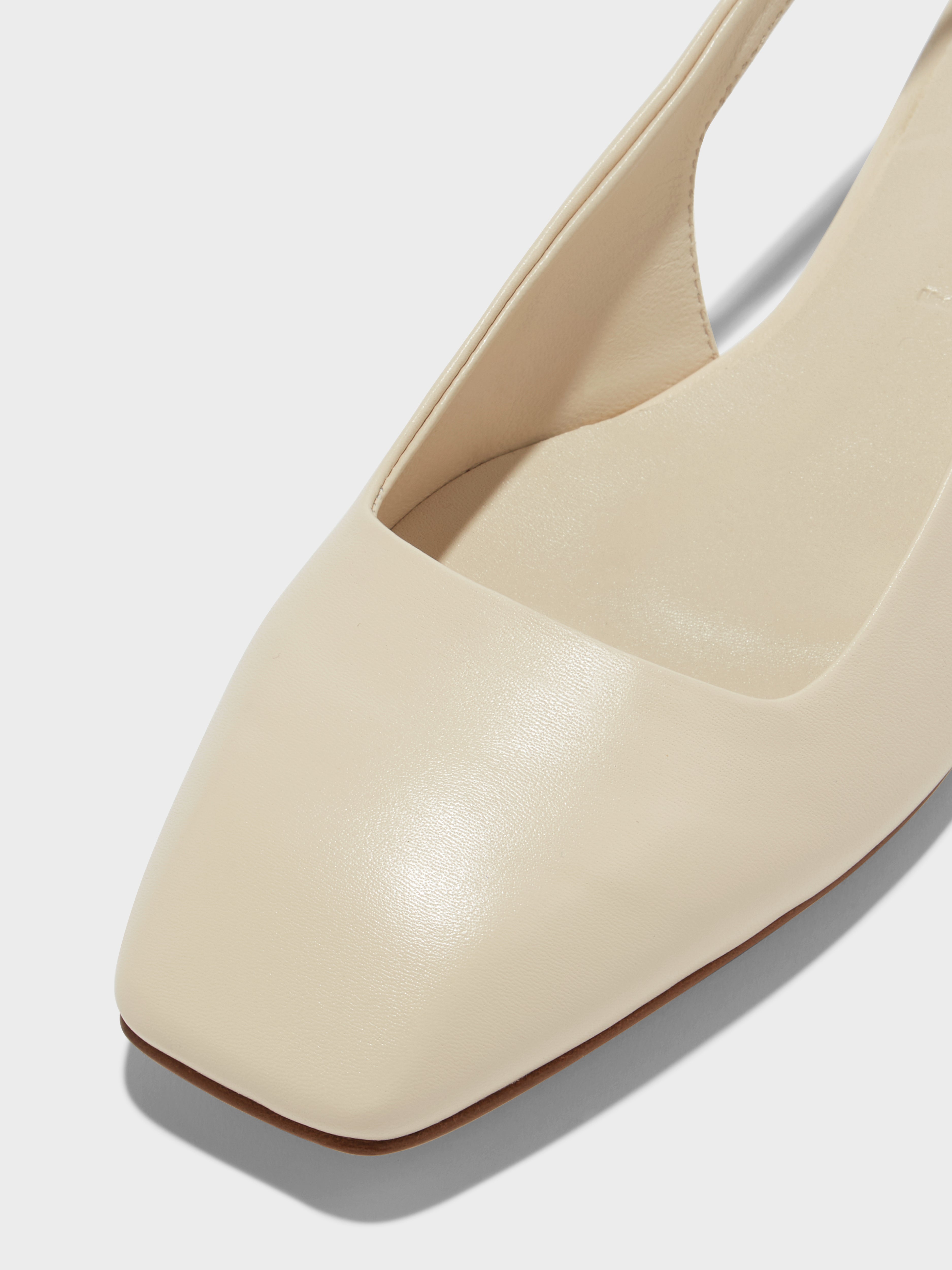 Aeyde | Geraldine Leather Slingback Flats Leather Flats for Women | Creamy Nappa | Square Toe | Flat Heel | Luxury Materials | Handmade in Italy