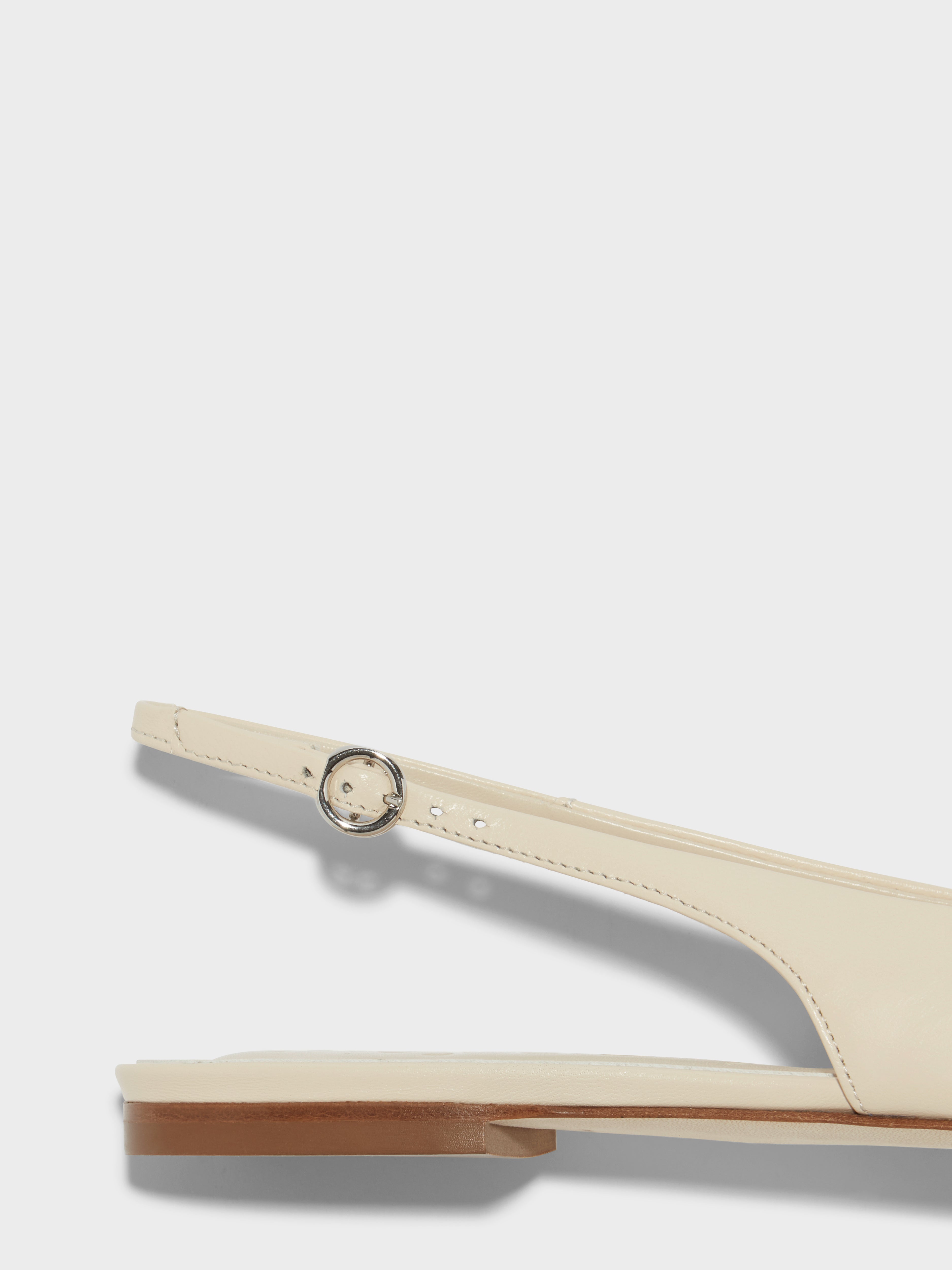 Aeyde | Geraldine Leather Slingback Flats Leather Flats for Women | Creamy Nappa | Square Toe | Flat Heel | Heel Details