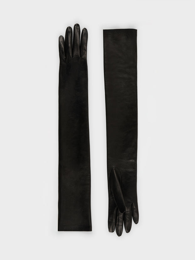 Aeyde Gilia Gloves, Black, Nappa Leather , Size M, Women's