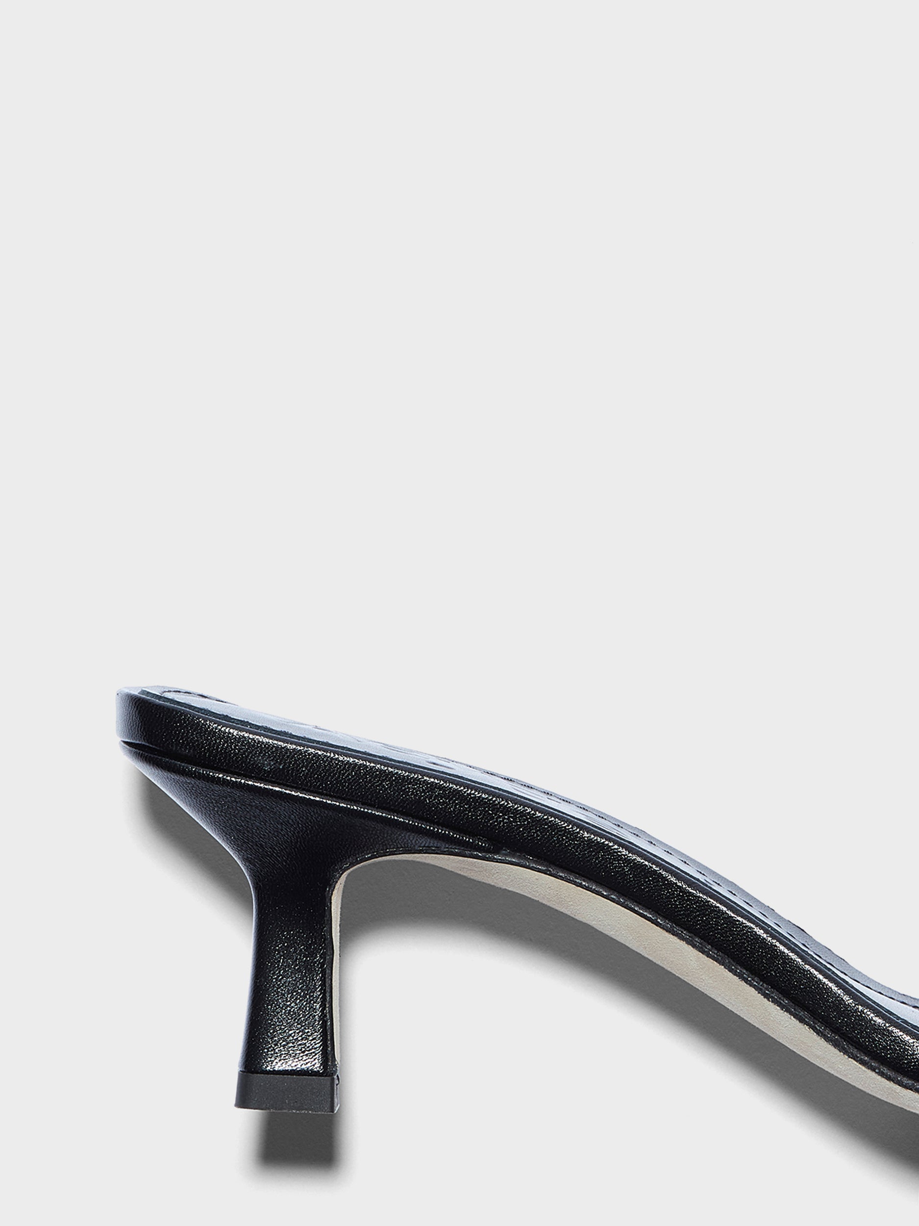 Aeyde | Gilly Leather Heeled Sandals for Women | Black Nappa | Square Toe | Mid Heel | Heel Details