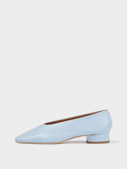 Aeyde | Delia Leather Ballet Flats Leather Flats for Women | Powderblue Nappa | Round Toe | Low Heel | Side View