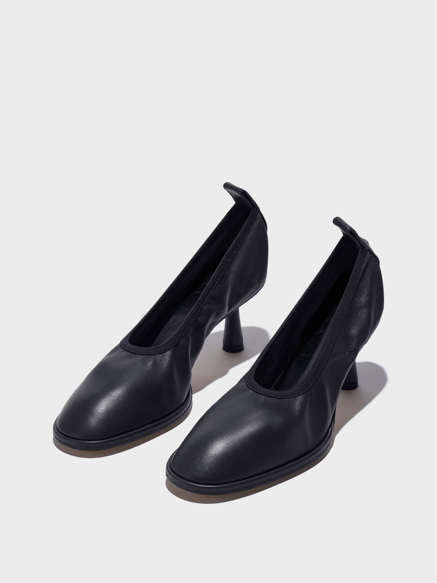 Aeyde | Giulia Stiletto Pumps Leather Pumps for Women | Black Nappa | Round Toe | Mid Heel | Luxury Materials | Handmade in Italy