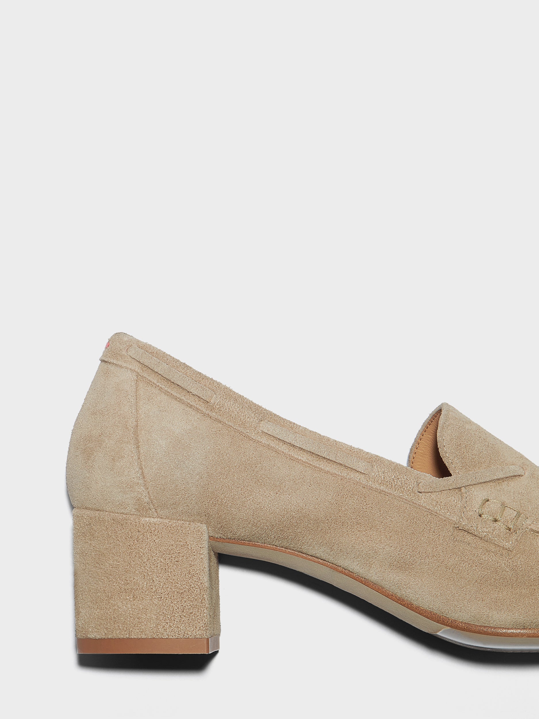 Aeyde | Grenn Leather Pumps for Women | Sand Suede | Square Toe | Low Heel | Heel Details