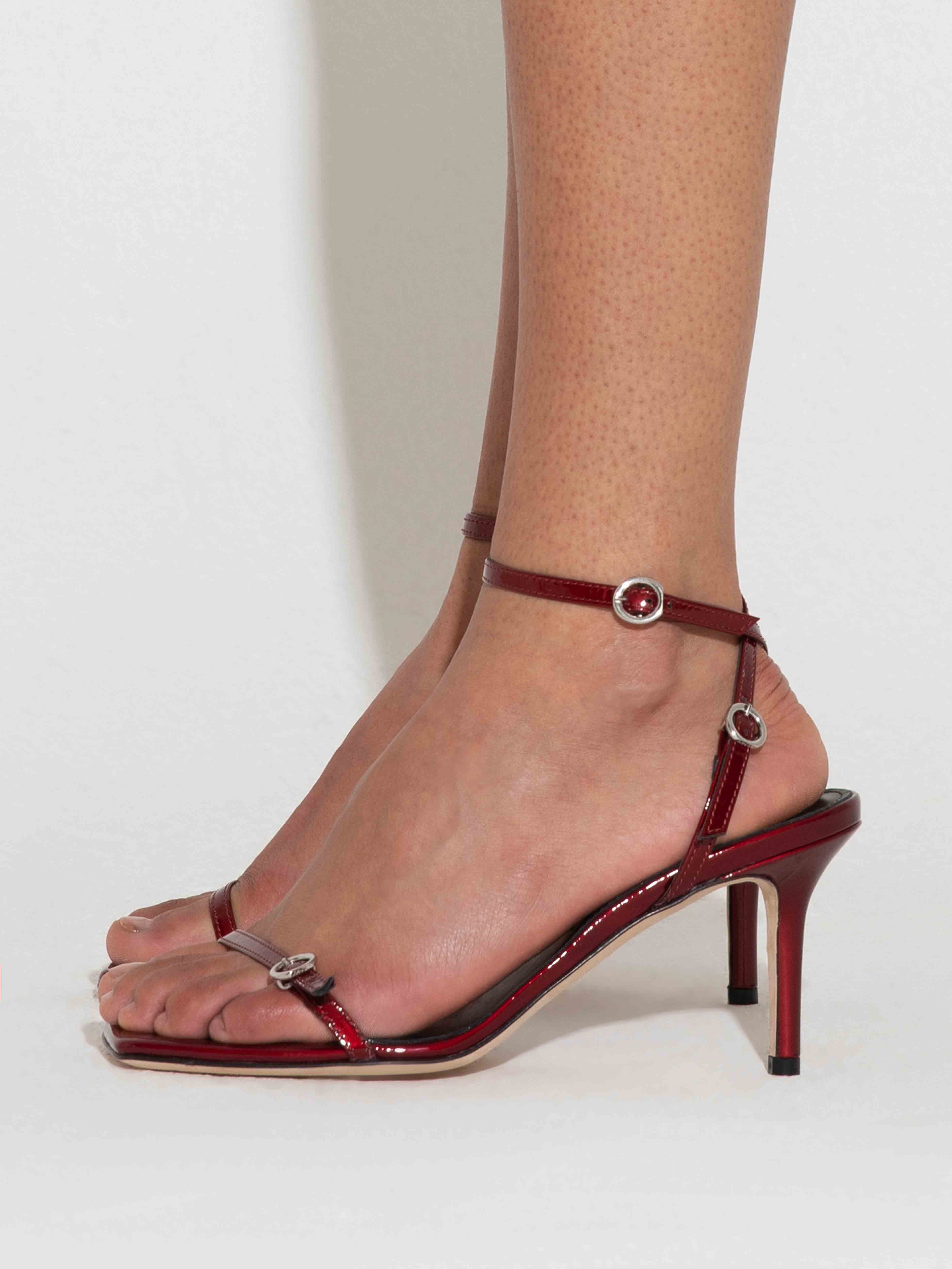 サンダル・ミュール AEYDE Women Sandals A11PUBESR65CI171SS25955 007 RED Hallie Leather Stiletto Sandals – Aeyde