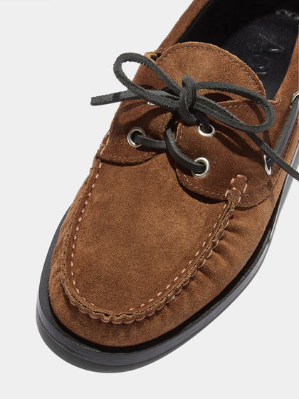 tobacco suede shoes Men's Blake Calf Loafer | Augie P Crafted from soft sepia Aeyde Harris Flats, Brown, Suede,