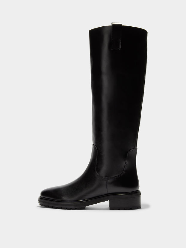 Black Knee-High Boots with Glossy Leather Finish and Sturdy Sole Amazon.com | Aachcol Patent Leather Over The Knee Stiletto  main image 2