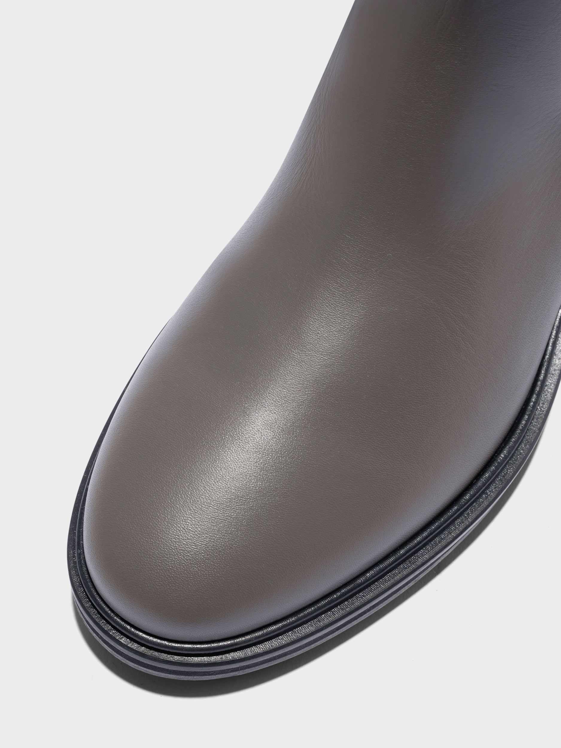 Aeyde | Henry Knee-High Boots Leather Knee High Boots for Women | Taupe Calf | Round Toe | Low Heel | Heel Details