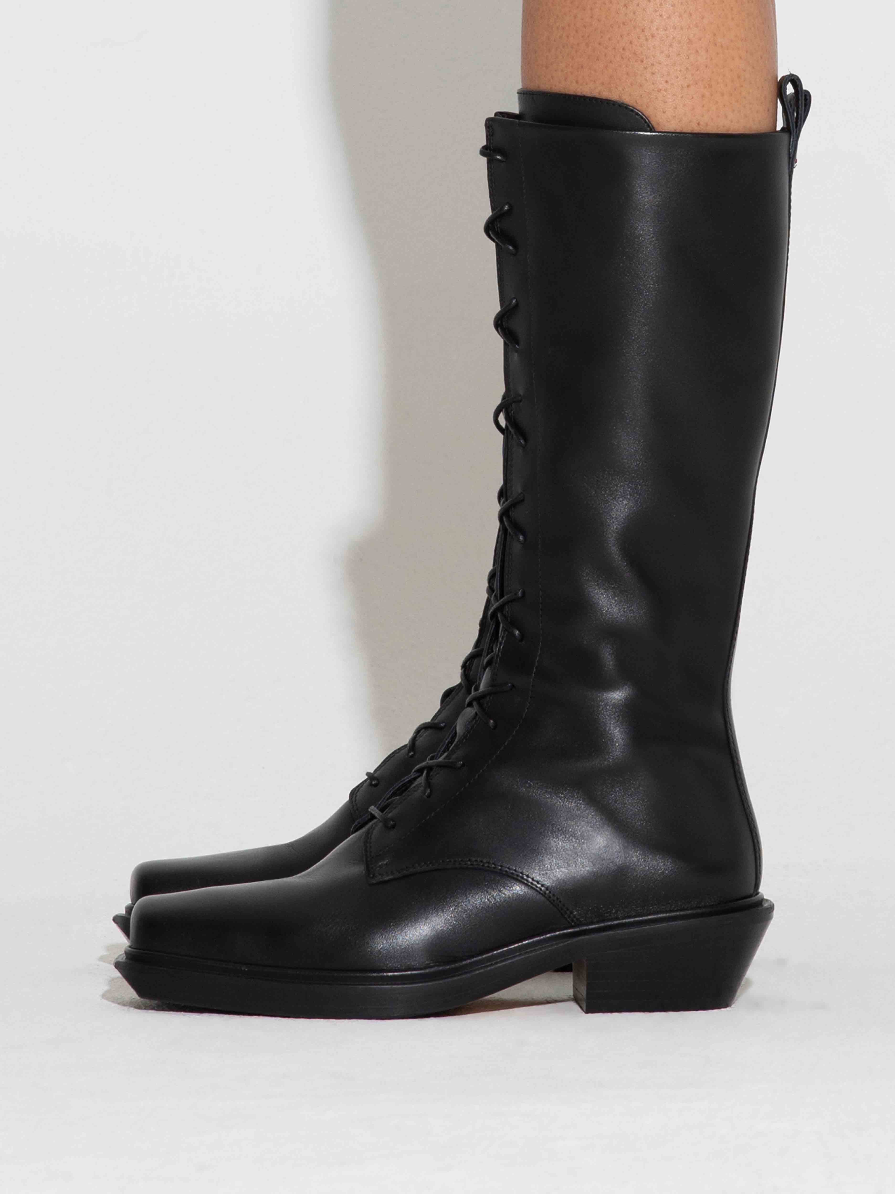 Aeyde | Hetta Leather Biker Boots Leather Ankle Boots for Women | Black Calf | Square Toe | Low Heel | How to Style