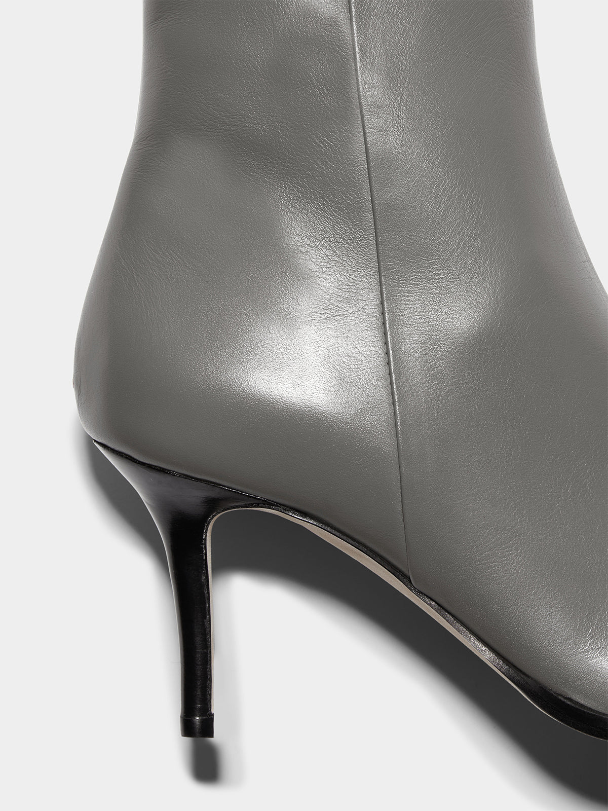 Aeyde | Hexi Leather Ankle Boots Leather Ankle Boots for Women | Cement Calf | Pointed Toe | High Heel | Heel Details