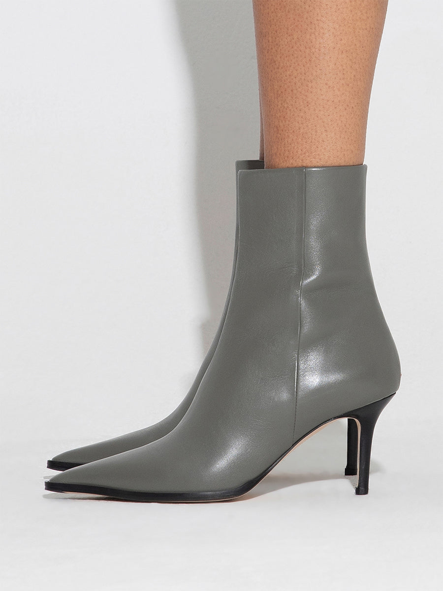 Aeyde | Hexi Leather Ankle Boots Leather Ankle Boots for Women | Cement Calf | Pointed Toe | High Heel | How to Style