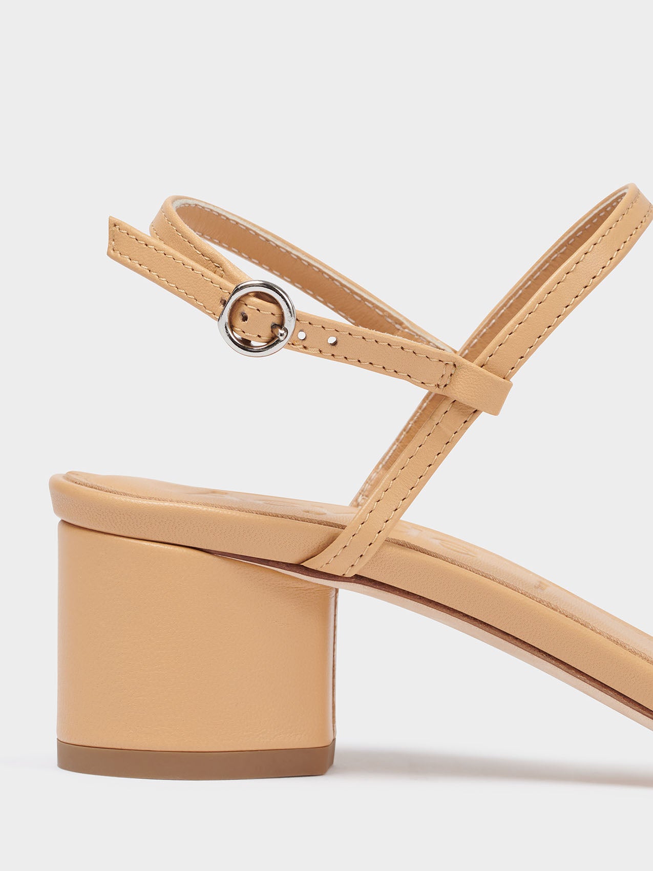 Aeyde | Immi Leather Sandals Leather Heeled Sandals for Women | Chai Nappa | Round Toe | Mid Heel | Luxury Materials | Handmade in Italy