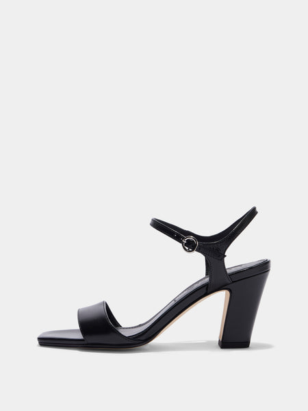 Imogen Leather Heeled Sandals | Black Nappa